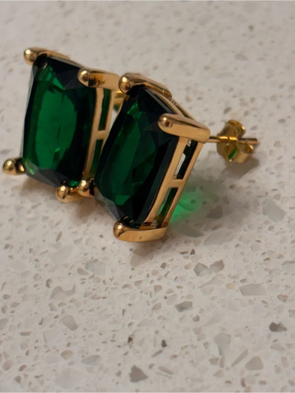 Emerald Green Color Crystal Hoop Earrings and Stud Set - Women Jewelry